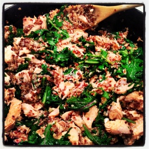 The Shrinking Hubby's Coconutty Salmon, Quinoa and Greens