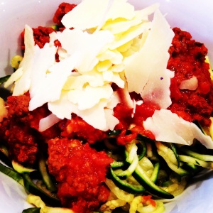 The Shrinking Hubby's Bolognese with Zucchini Noodles